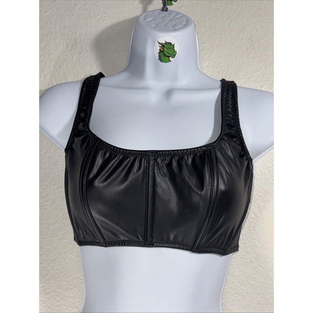 Victoria's Secret Very Sexy Faux Leather Black Mini Corset Small B Cup B75‎ NWT
